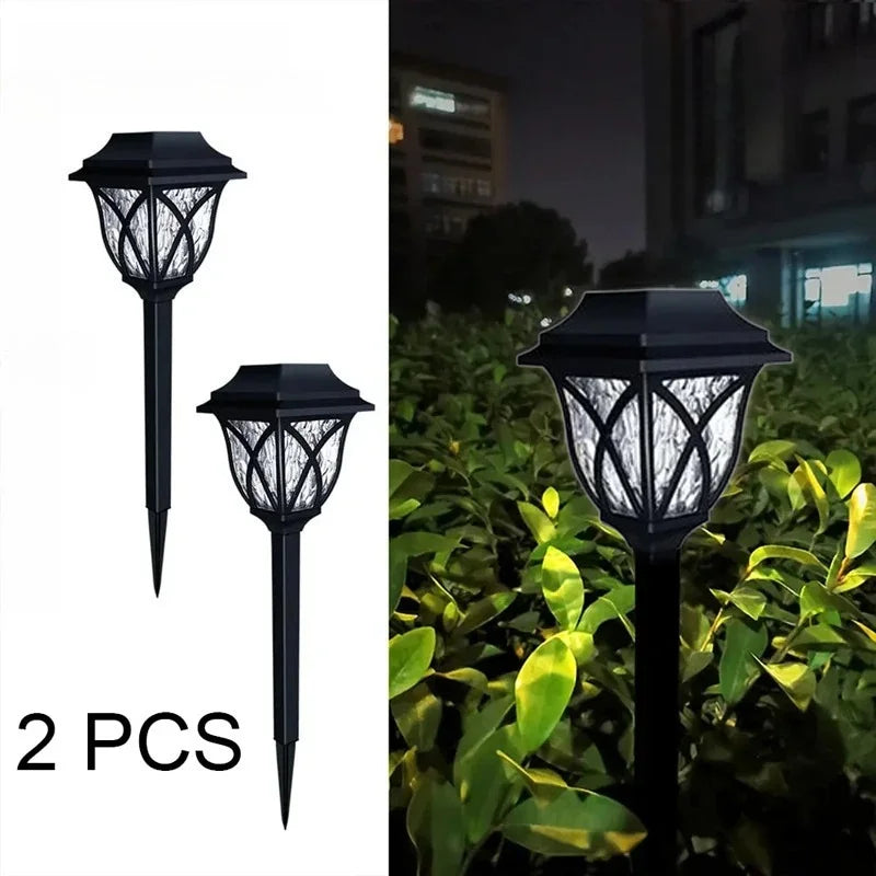 Solar Garden Lights Outdoor Waterproof LED Pathway Lawn Lamp 2 Pack