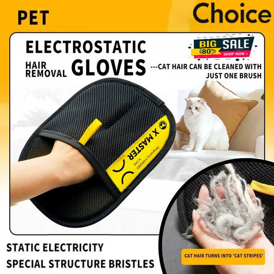 Pet Hair Removal Mitts 2-in-1 Grooming Glove Lint Roller Reusable Washable