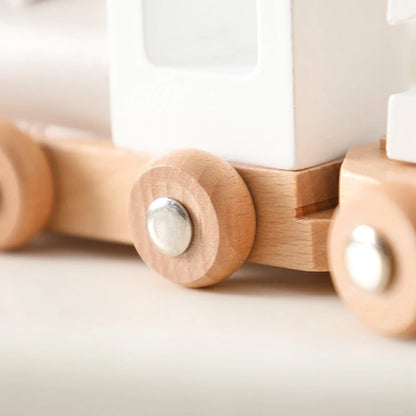 Wooden Train Set Montessori Educational Toy Numbers Learning Trolley