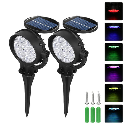 Solar Spot Lights 9 LED RGB Waterproof IP65 Adjustable Garden Outdoor