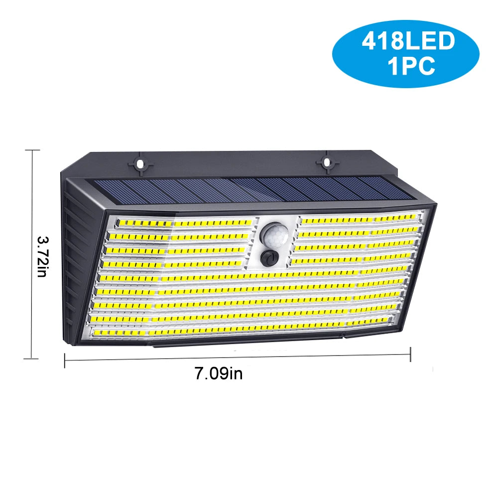 Solar Motion Sensor Light Outdoor 528/418/138 LED Waterproof Floodlight