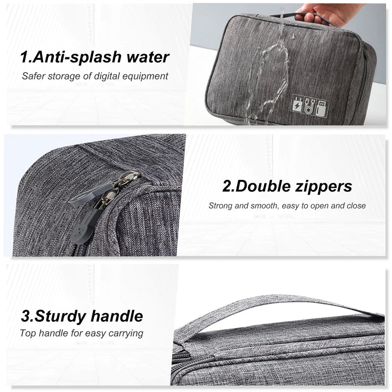 Travel Cable Organiser Bag Waterproof USB Charger Storage Pouch AU