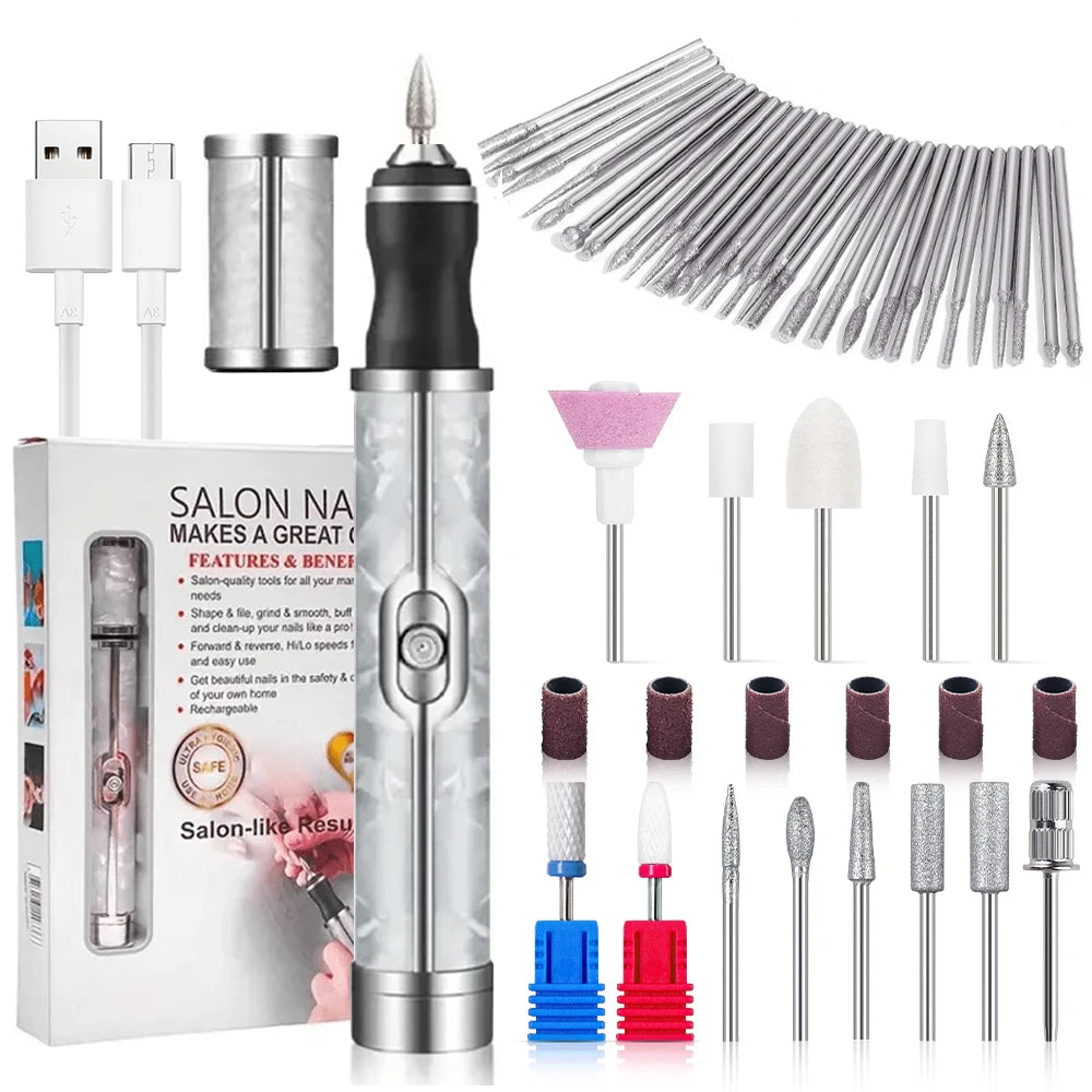 Electric Nail Drill Kit Rechargeable 20000RPM Manicure Pedicure File