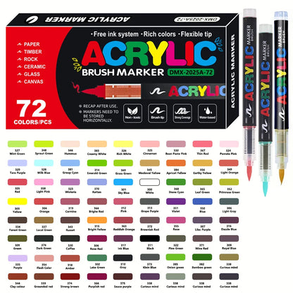 Acrylic Paint Pens 12-366 Colours Felt Brush Tip Markers Wood Rock Canvas