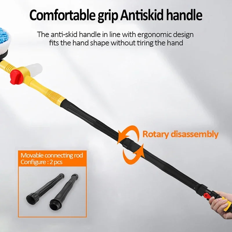 Car Wash Mop 360° Rotating Chenille Brush 100cm Long Handle Foam Dispenser