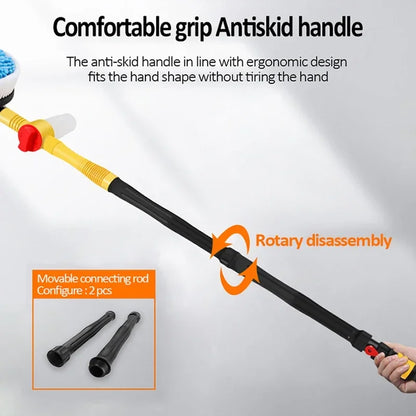 Car Wash Mop 360° Rotating Chenille Brush 100cm Long Handle Foam Dispenser