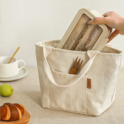 Insulated Lunch Bag Canvas Zipper Tote Portable Picnic Travel Organiser AU