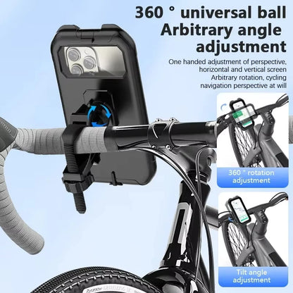 Waterproof Motorcycle Phone Holder 360° Rotation Bike Mount 5.5-6.9 Inch