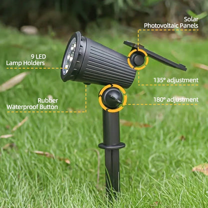 Solar Spot Lights 9 LED RGB Waterproof IP65 Adjustable Garden Outdoor