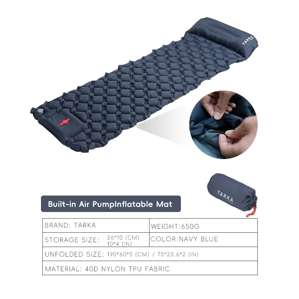 Inflatable Camping Mat 190x60cm Self-Inflating with Built-In Pump & Pillow