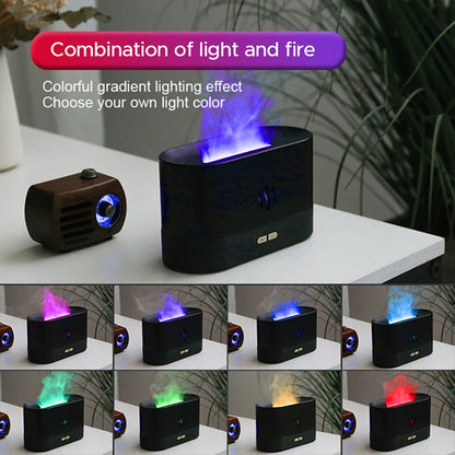Aroma Diffuser Ultrasonic Humidifier 180ml Flame LED Essential Oil Mist
