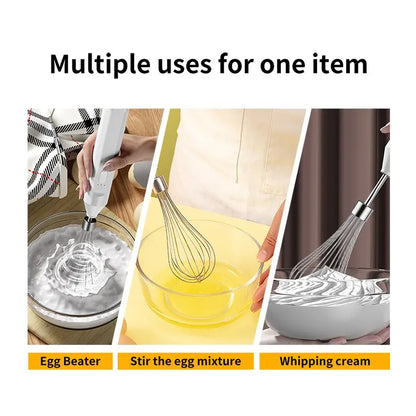 Electric Milk Frother Handheld USB Rechargeable Stainless Steel Whisk