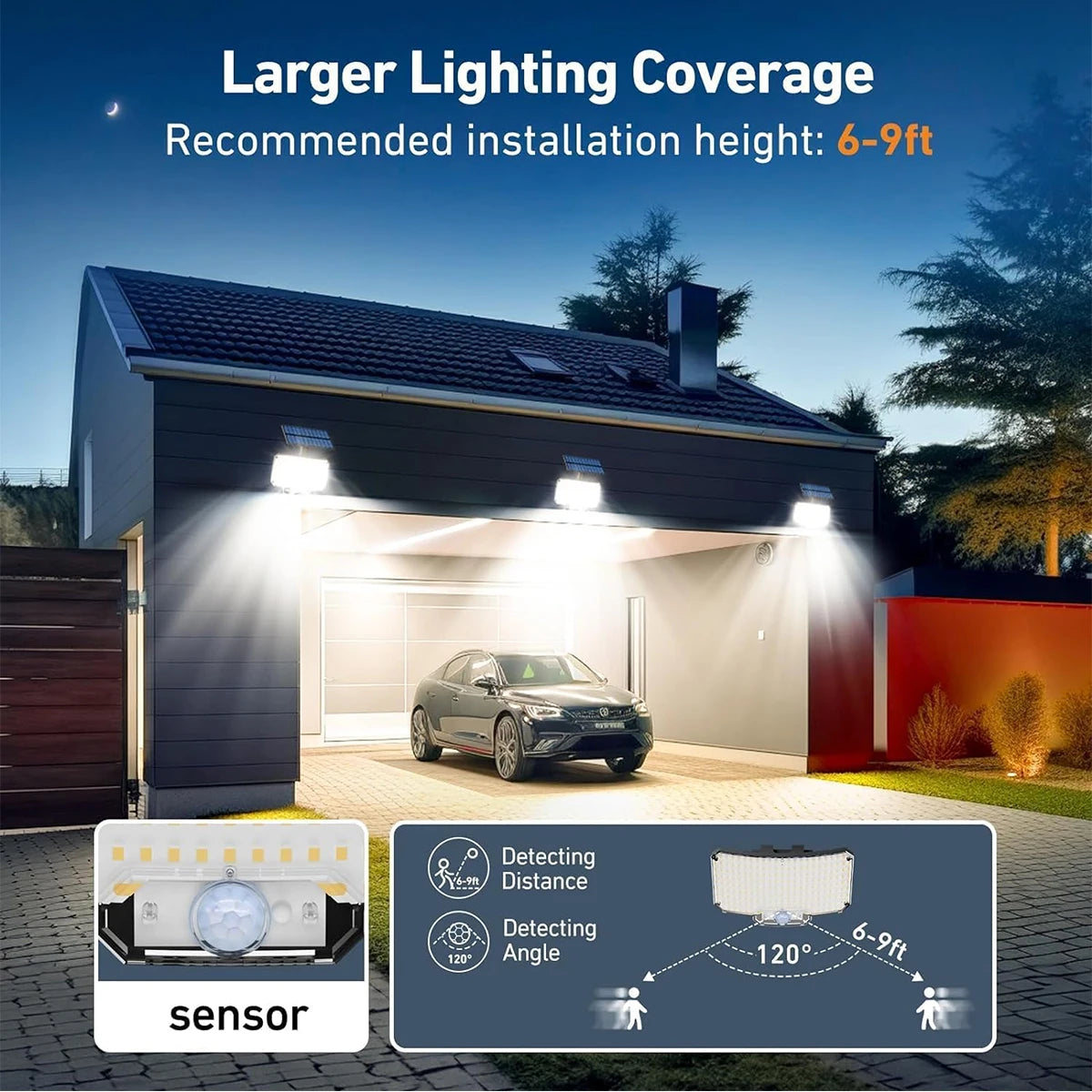 Solar Motion Sensor Lights 234 LED 3 Modes Remote IP65 Waterproof Outdoor