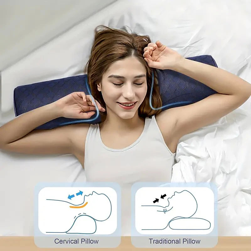 Cervical Neck Pillow with Head Massage Relief for Travel & Sleep Support