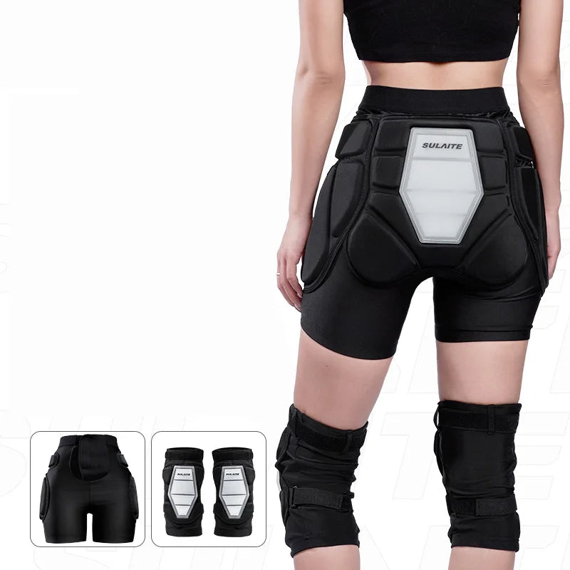 Padded Protective Shorts with Knee Pads EVA Silicone Hip Guard