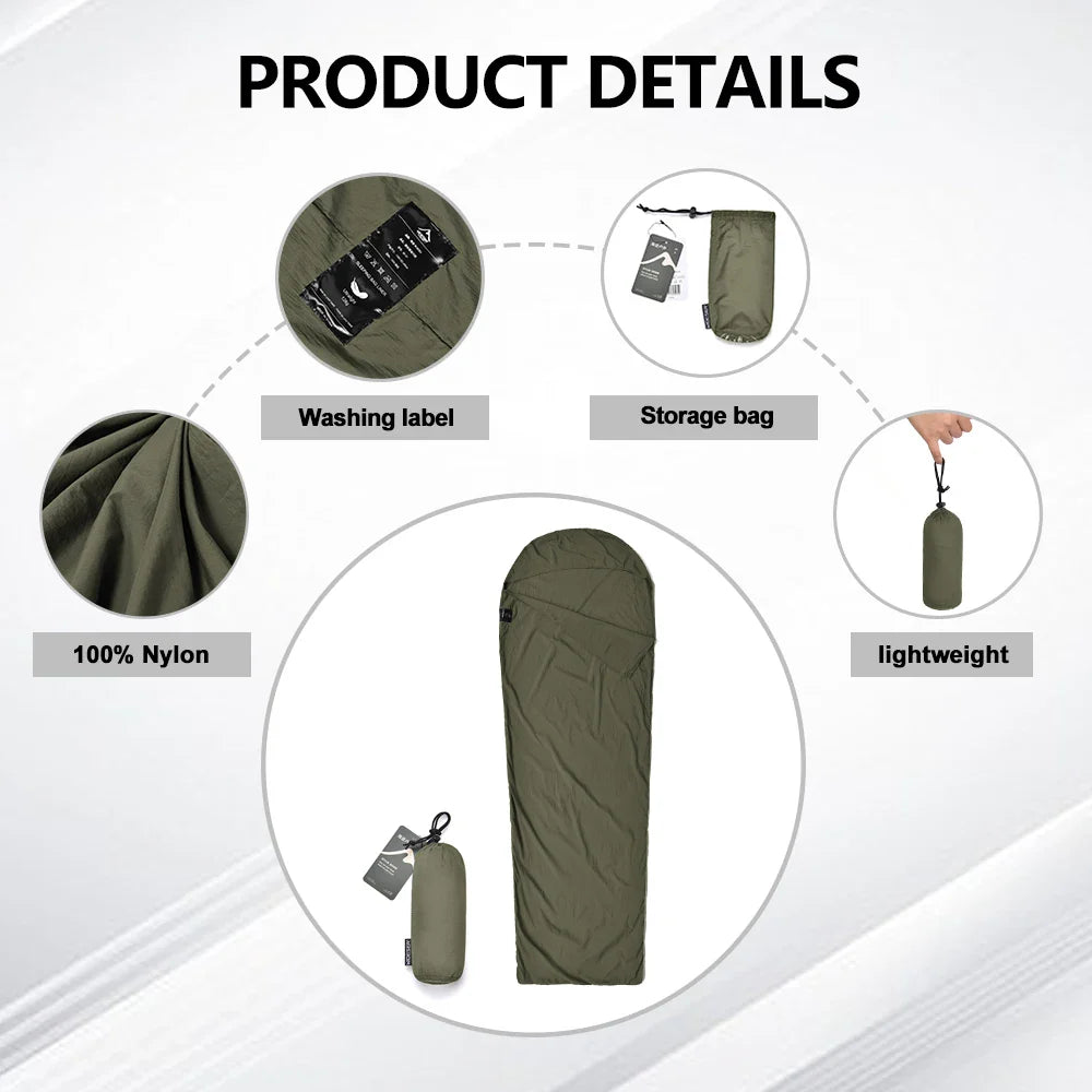 Ultralight Mummy Sleeping Bag Liner Single Person Camping Travel Backpack