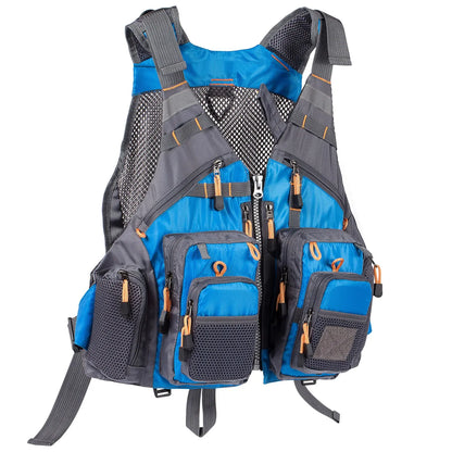 Breathable Fishing Vest with 18 Pockets, Adjustable for Fly Fishing & Swimming