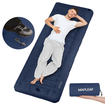 Self-Inflating Camping Mattress 12cm Thick 197x70cm Sleeping Pad with Built-In Pillow