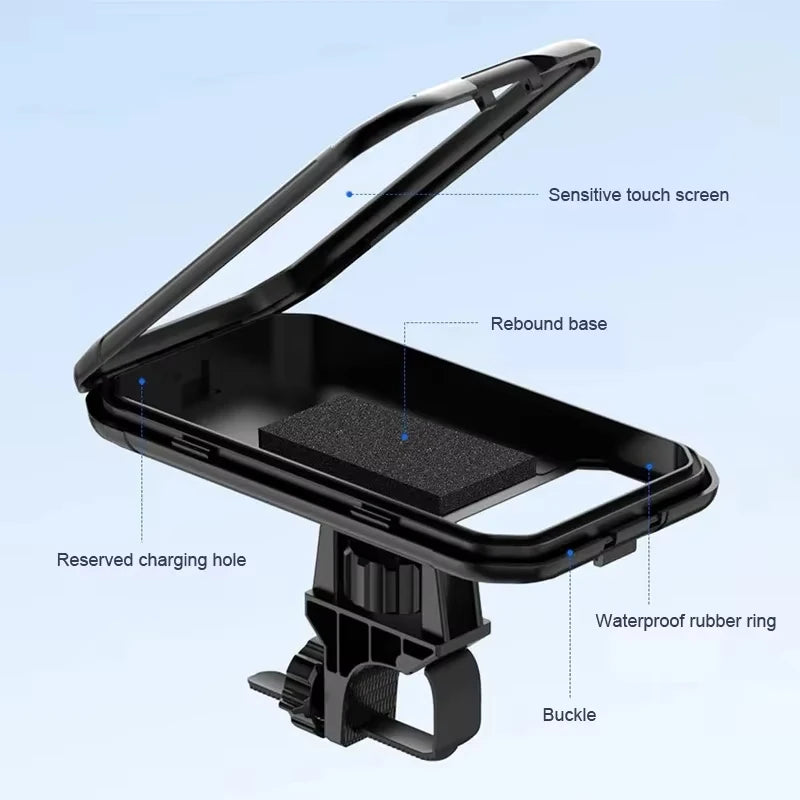 Waterproof Motorcycle Phone Holder 360° Rotation Bike Mount 5.5-6.9 Inch
