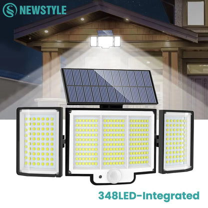 Solar Motion Sensor Light 348 LED Outdoor Security Floodlight IP65 Remote