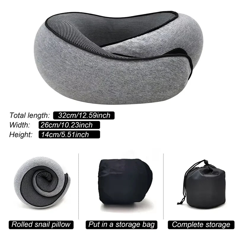 Memory Foam Travel Neck Pillow U-Shaped Adjustable Support Portable Sleep
