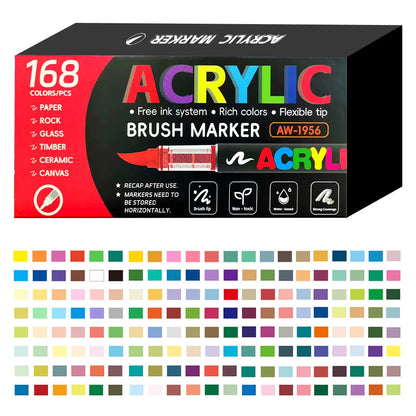 Acrylic Paint Pens 12-366 Colours Felt Brush Tip Markers Wood Rock Canvas