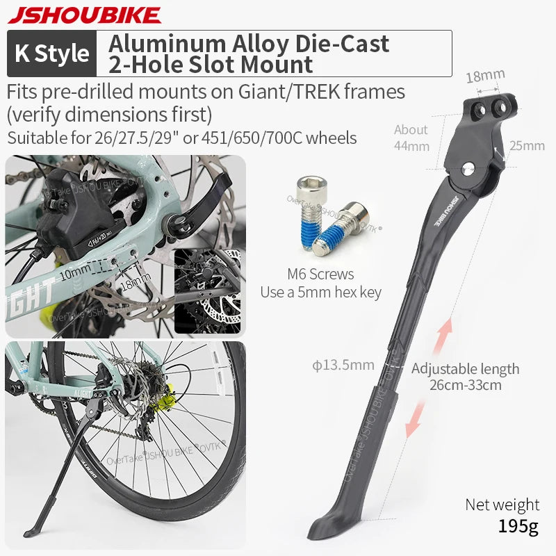 Adjustable Bicycle Kickstand Aluminium Alloy 18–29 Inch Wheels