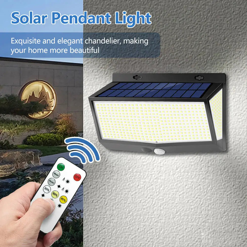 Solar Motion Sensor Light Outdoor 528/418/138 LED Waterproof Floodlight