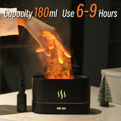 Aroma Diffuser Ultrasonic Humidifier 180ml Flame LED Essential Oil Mist