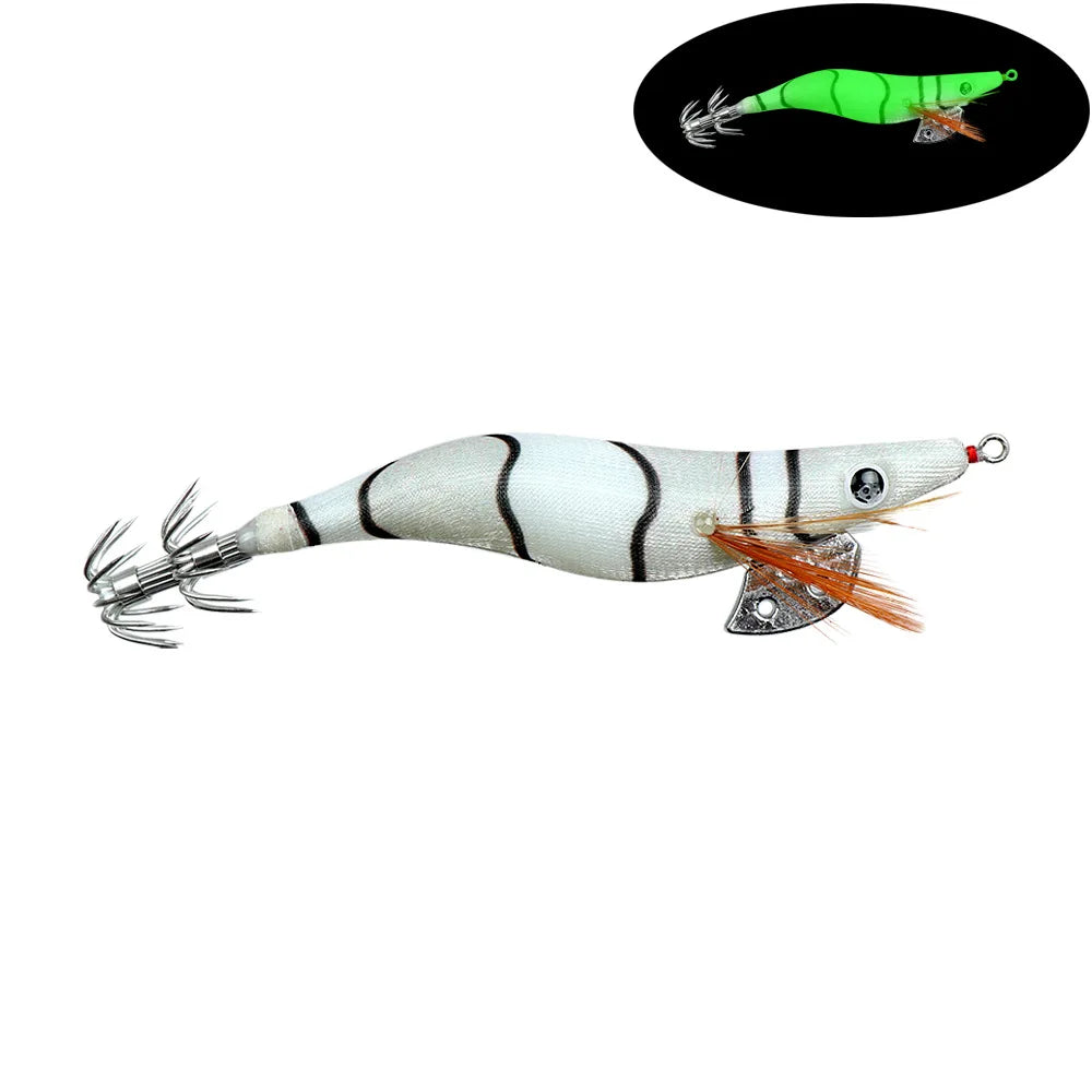Luminous Wooden Squid Lure 2.0-3.0 Glow Fishing Bait for Squid & Cuttlefish