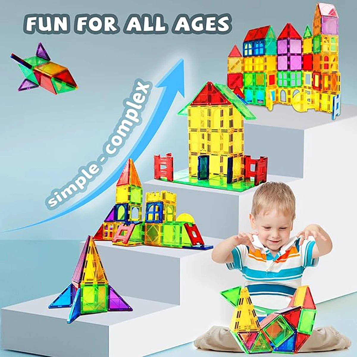 Magnetic Building Blocks Set Creative Architect Toy Kids Gift 3+