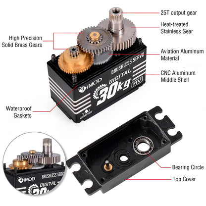 Brushless Servo 20KG-40KG Waterproof Metal Gear for 1/8 1/10 RC Crawler