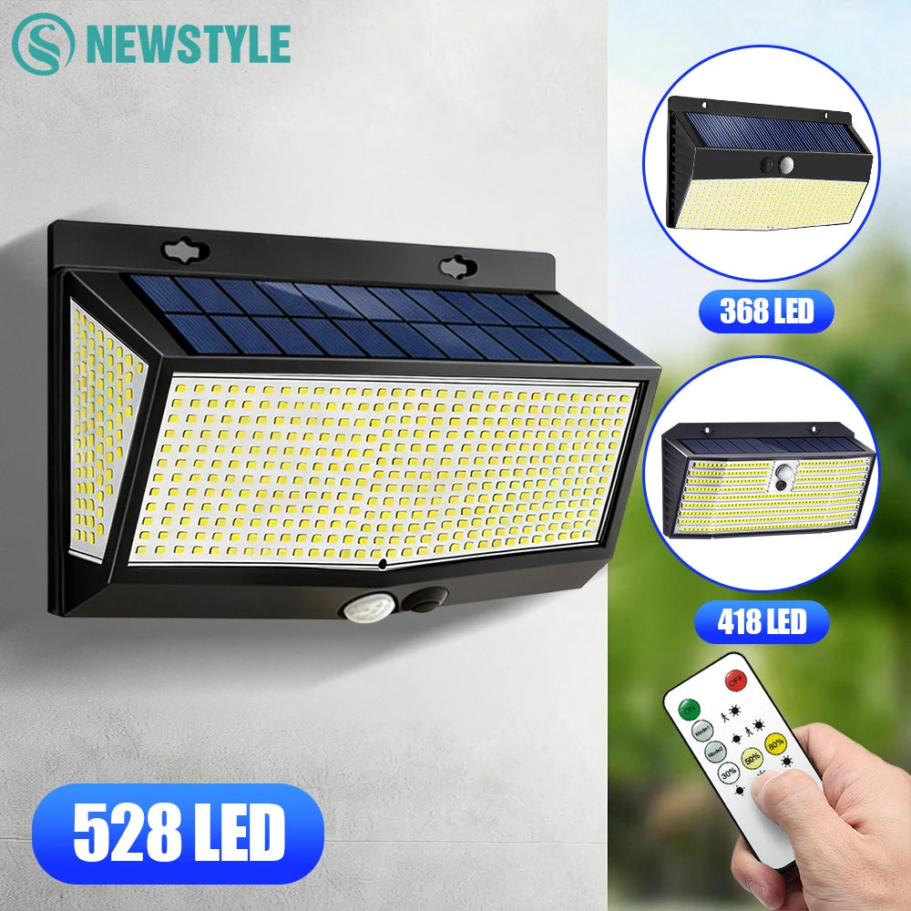 Solar Motion Sensor Light Outdoor 528/418/138 LED Waterproof Floodlight