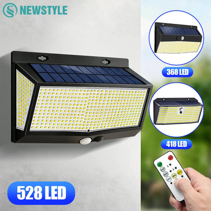 Solar Motion Sensor Light Outdoor 528/418/138 LED Waterproof Floodlight