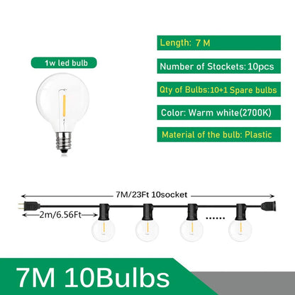 Outdoor LED String Lights G40 Globe 9M 14M 26M Warm White Waterproof