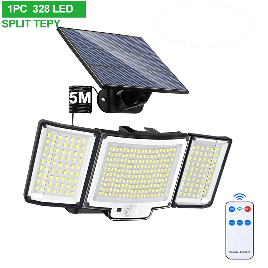 Solar Motion Sensor Light 348 LED Outdoor Security Floodlight IP65 Remote
