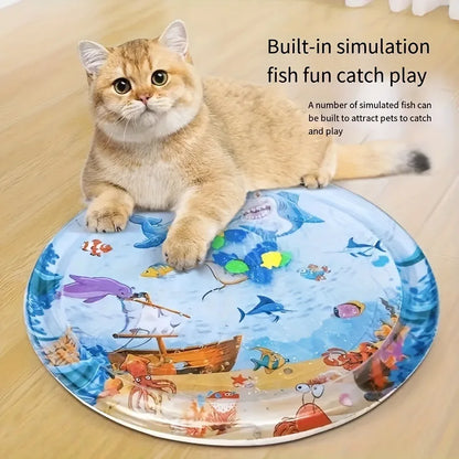 Pet Sensory Water Cooling Mat Inflatable Ocean Play Mat for Cats