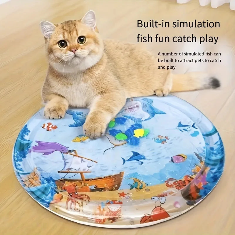 Pet Sensory Water Cooling Mat Inflatable Ocean Play Mat for Cats