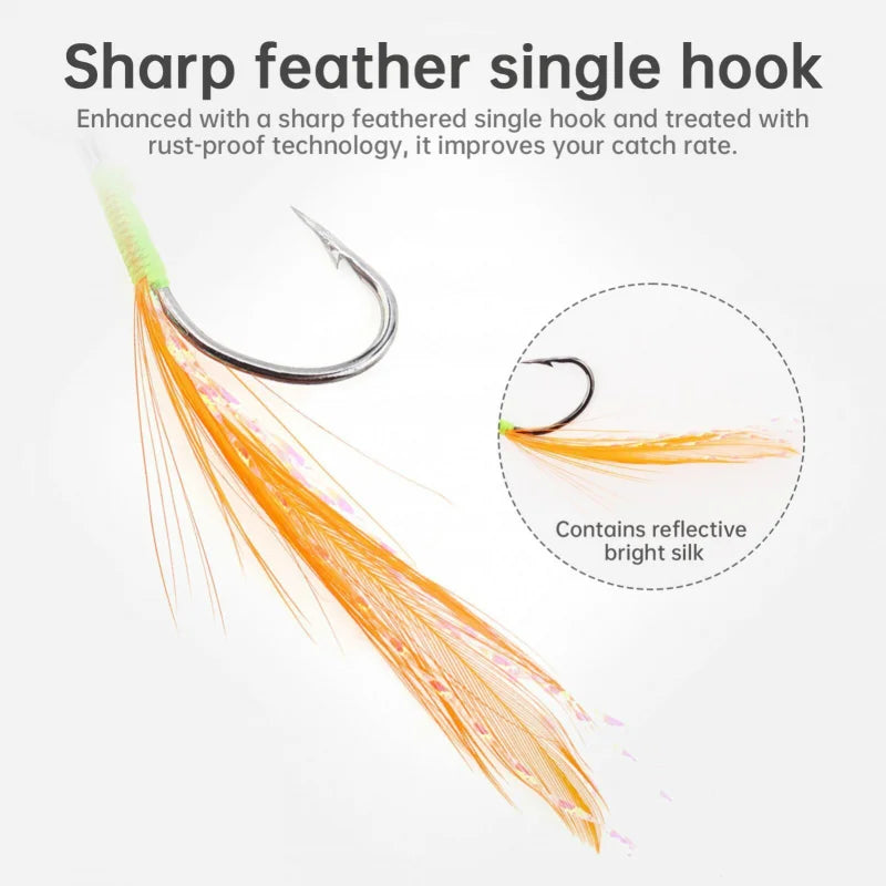 Fishing Spinner Lures Metal Spinnerbaits with Feather Hook 5/10 Pack