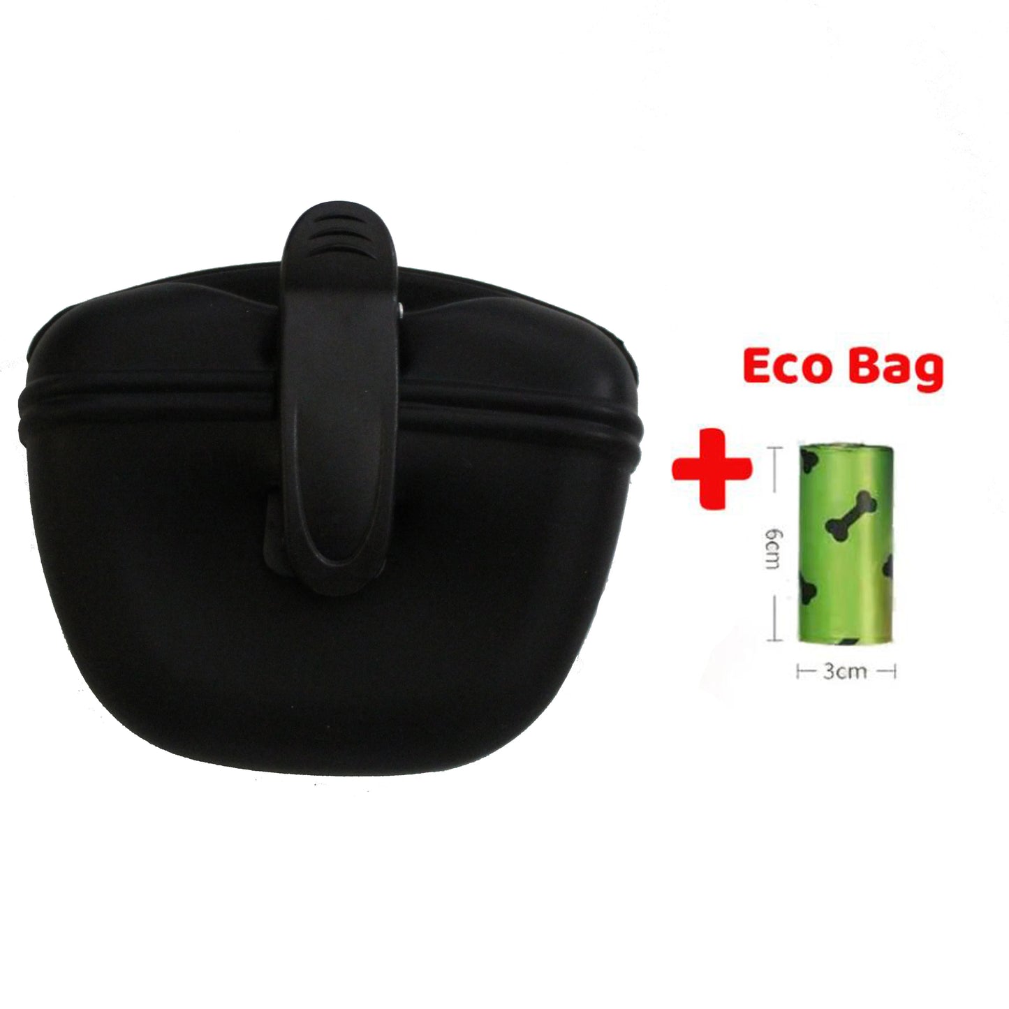 Silicone Dog Treat Pouch 12.5cm Magnetic Training Bag with Belt Clip