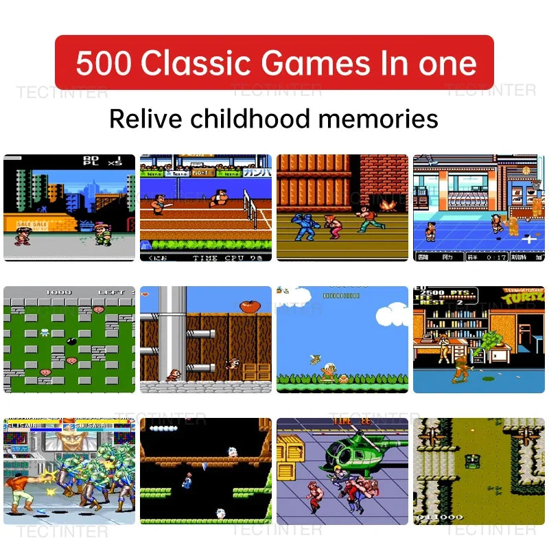 Retro Handheld Game Console 500 Built-In Games 2.4" Screen Rechargeable