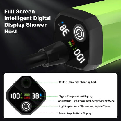 Portable Camping Shower Pump with Digital Display | 6000mAh Battery, Adjustable Flow