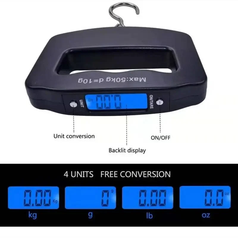 Portable Digital Luggage Scale 50kg Hanging Travel Weight Scale LCD Backlight