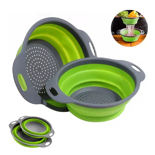 Collapsible Silicone Colander Strainer Basket Kitchen Drain Fruit Veg