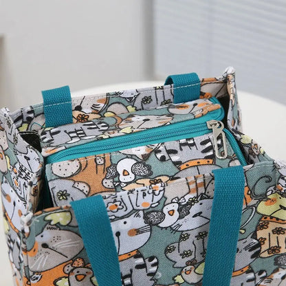 Insulated Lunch Bag Cartoon Print Large Capacity Thermal Cooler Picnic