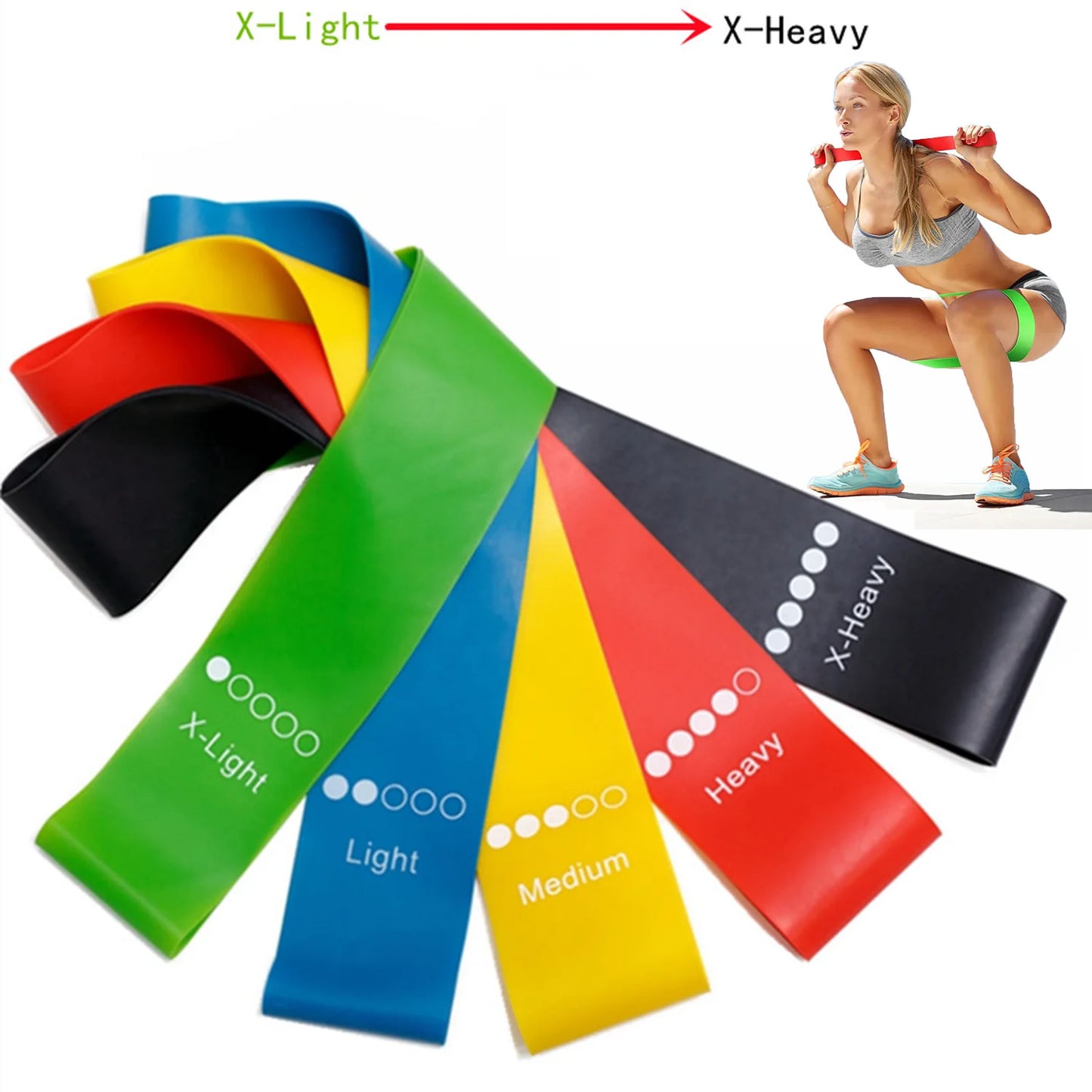 Resistance Bands Set 5 Piece Latex Loop Exercise Fitness Yoga Pilates