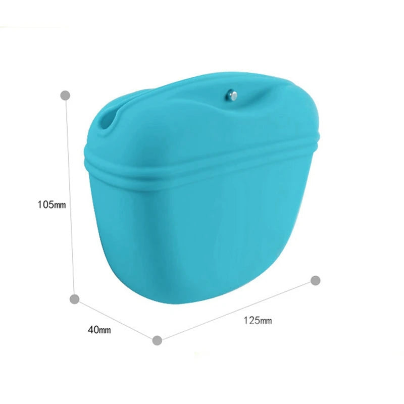 Silicone Dog Treat Pouch 12.5cm Magnetic Training Bag with Belt Clip