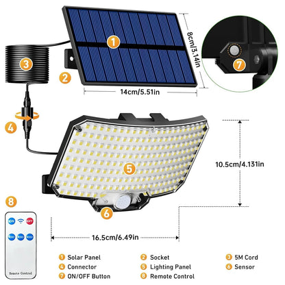 Solar Motion Sensor Lights 234 LED 3 Modes Remote IP65 Waterproof Outdoor