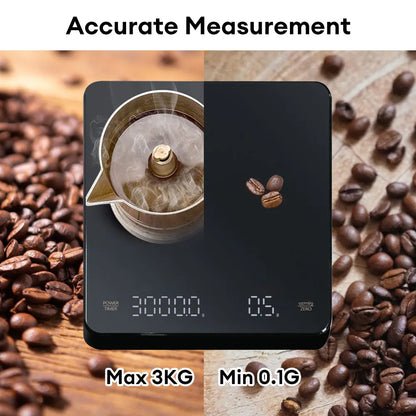 Coffee Scale with Timer 3kg Digital Kitchen Scale 0.1g Precision USB