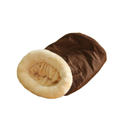 Cat Sleeping Bag Semi-Enclosed Pet Bed Warm Removable Washable 65x48cm